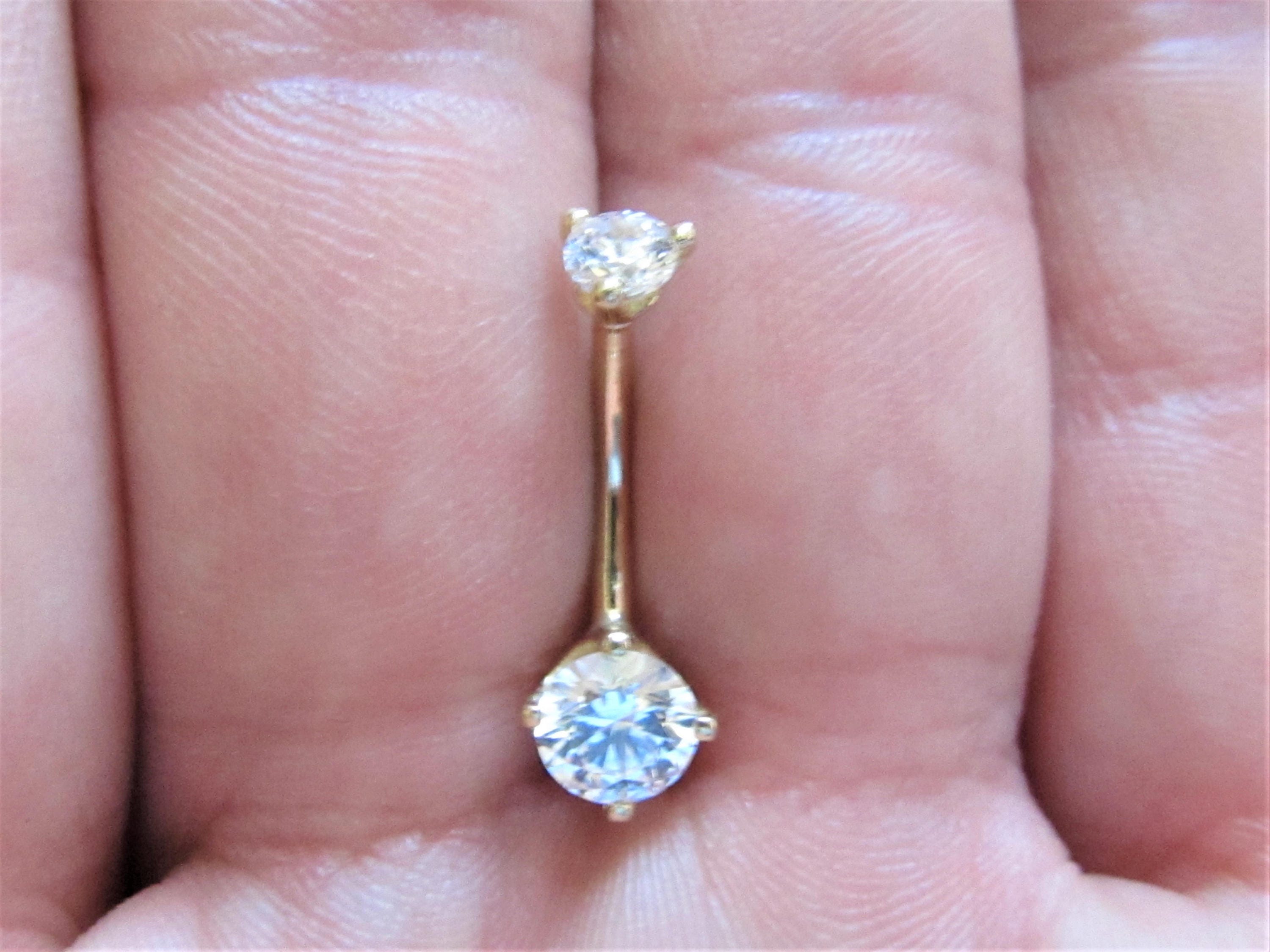 14k Solid Gold Belly Button Ring Prug Set Internally Threaded Etsy