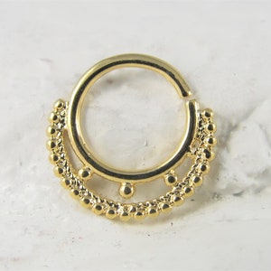 Gold Daith Piercing,Septum Piercing Surgical steel Plated Hoop Ring..16g..9.37mm