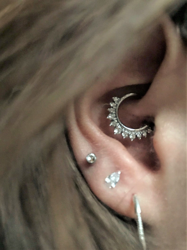 Daith Piercing silver Colormultistone Cz Bendable Etsy