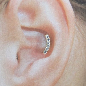 Gold Plated 6 cz Inner Conch,Snug Piercing Labret..16g..6mm OR 8mm