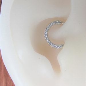 14k Solid White Gold Daith Piercing Eternity Bendable Ring..16g..8mm