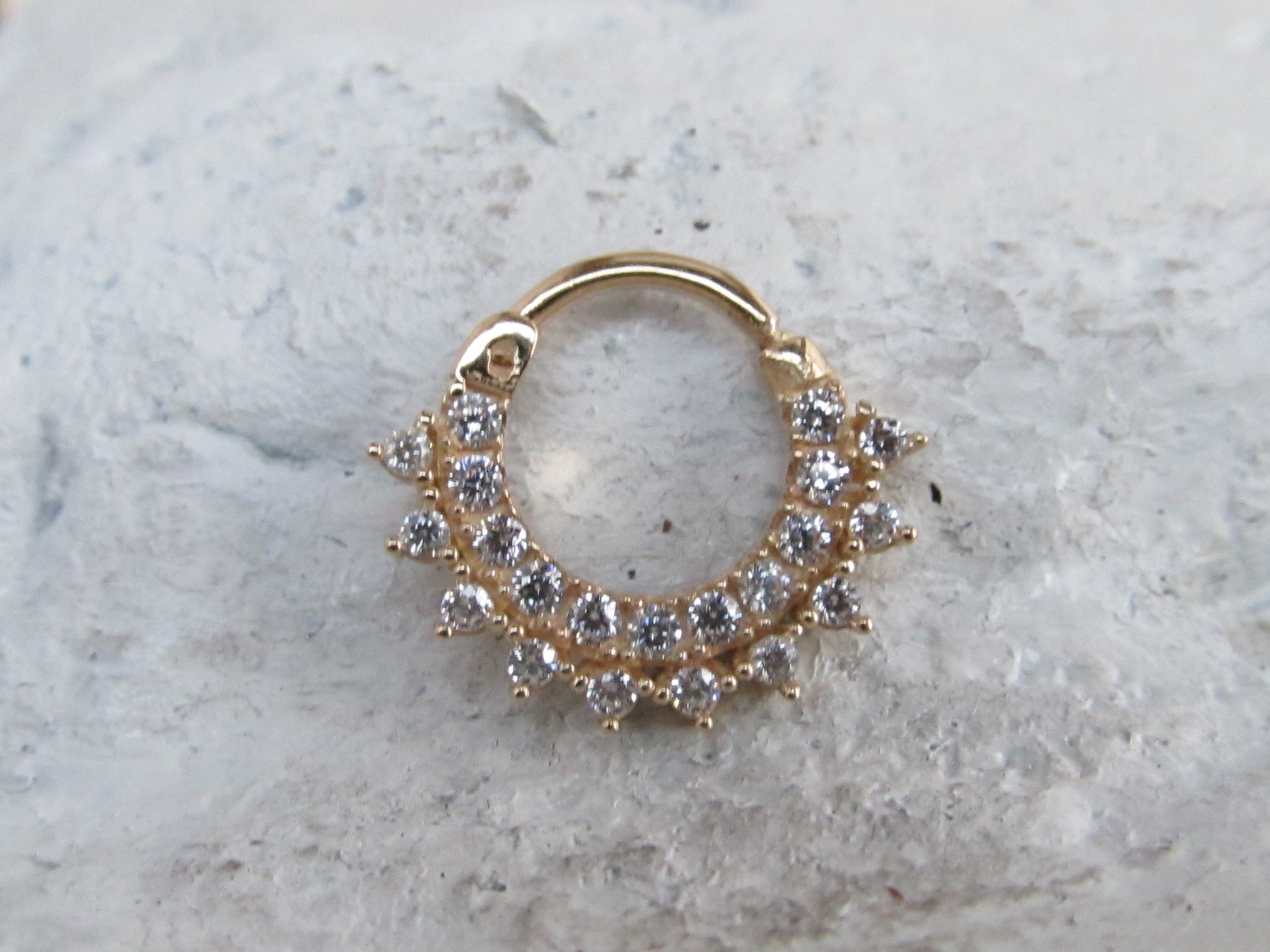 14k Solid Gold Daith Piercing Multistone Clicker - Etsy