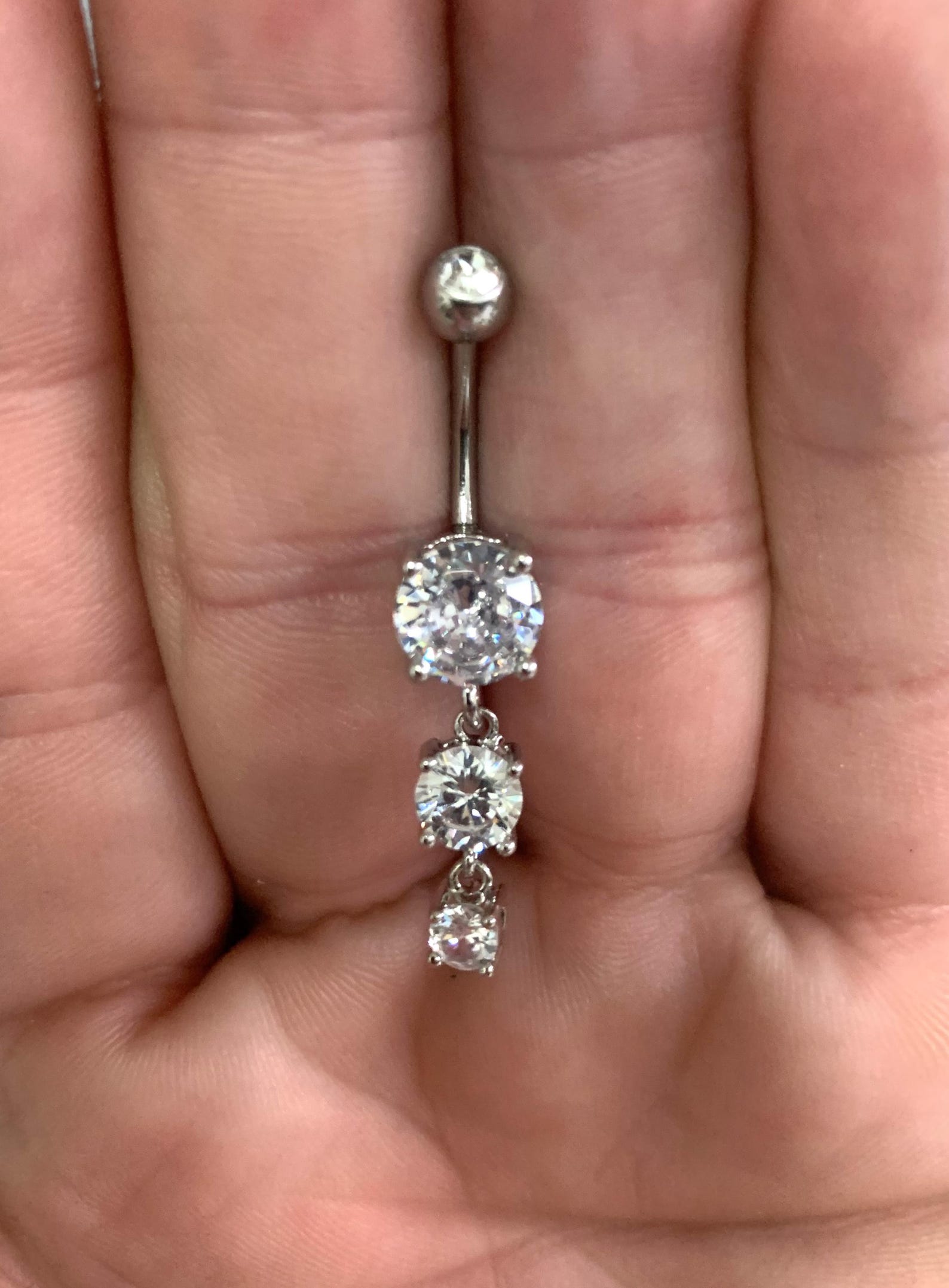 Triple Jeweled Round Cz's Belly Ring..14g..7/16 Etsy — free download