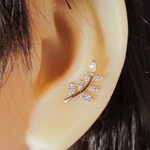 Rose Gold Plated Surgical Steel Leaf..16g..6mm image 2