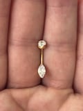Implant Grade Golden Titanium Internally Threaded CZ Marquise Belly Button Ring...14G..10mm