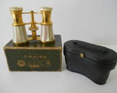 Vintage Lemaire Paris Mother of Pearl Opera Glasses in Case with Original Box