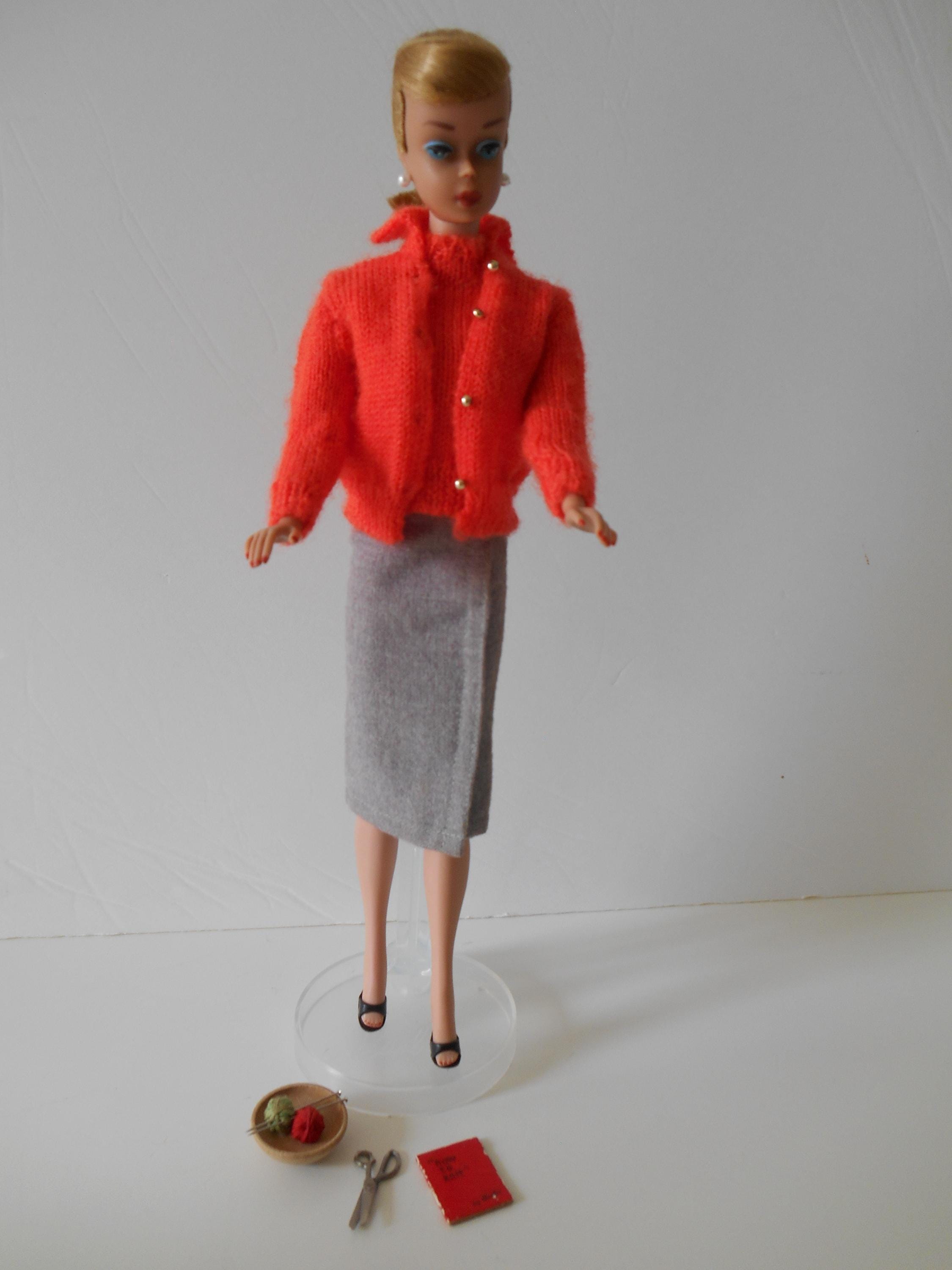 Étui de voyage en vinyle noir pour poupée Barbie vintage des années 1960, armoire de rangement 1963, Mattel - France