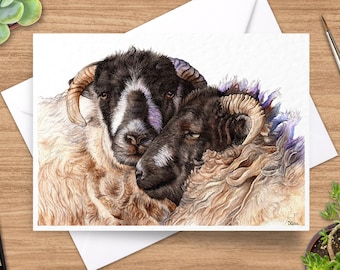 Sheep Greeting Card, Sheep Card, 5 x 7 Card, Animal Greeting Card, Animal Card, Farm Animal Card, Blank Inside, Wildlife Card