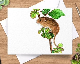 Harvest Mice Greeting Card, Mouse Card, 5 x 7 Card, Wildlife Greeting Card, Animal Card, Wild Animal Card, Blank Inside, Wildlife Card