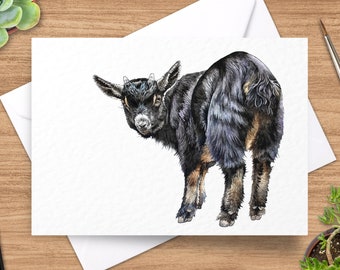 Goat Greeting Card, Goat Card, 5 x 7 Card, Wildlife Greeting Card, Animal Card, Wild Animal Card, Blank Inside, Wildlife Card