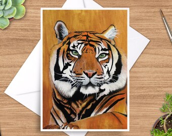 Tiger Greeting Card, Tiger Card, 5 x 7 Card, Wildlife Greeting Card, Animal Card, Wild Animal Card, Blank Inside, Wildlife Card