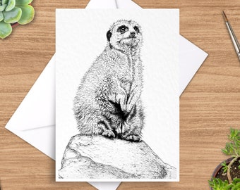 Meerkat Greeting Card, Meerkat Card, 5 x 7 Card, Wildlife Greeting Card, Animal Card, Wild Animal Card, Blank Inside, Funny Animal Card