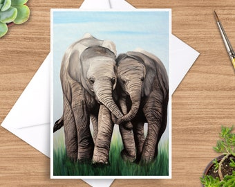 Elephant Greeting Card, Elephant Card, 5 x 7 Card, Wildlife Greeting Card, Animal Card, Wild Animal Card, Blank Inside, Wildlife Card