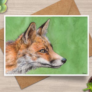 Carte de voeux renard, carte de renard, carte 5 x 7, carte de voeux faune sauvage, carte animal, carte animal sauvage, intérieur vierge, carte faune britannique