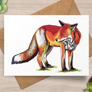 Fox Greeting Card, Fox Card, 5 x 7 Card, Wildlife Greeting Card, Animal Card, Wild Animal Card, Blank Inside, British Wildlife Card