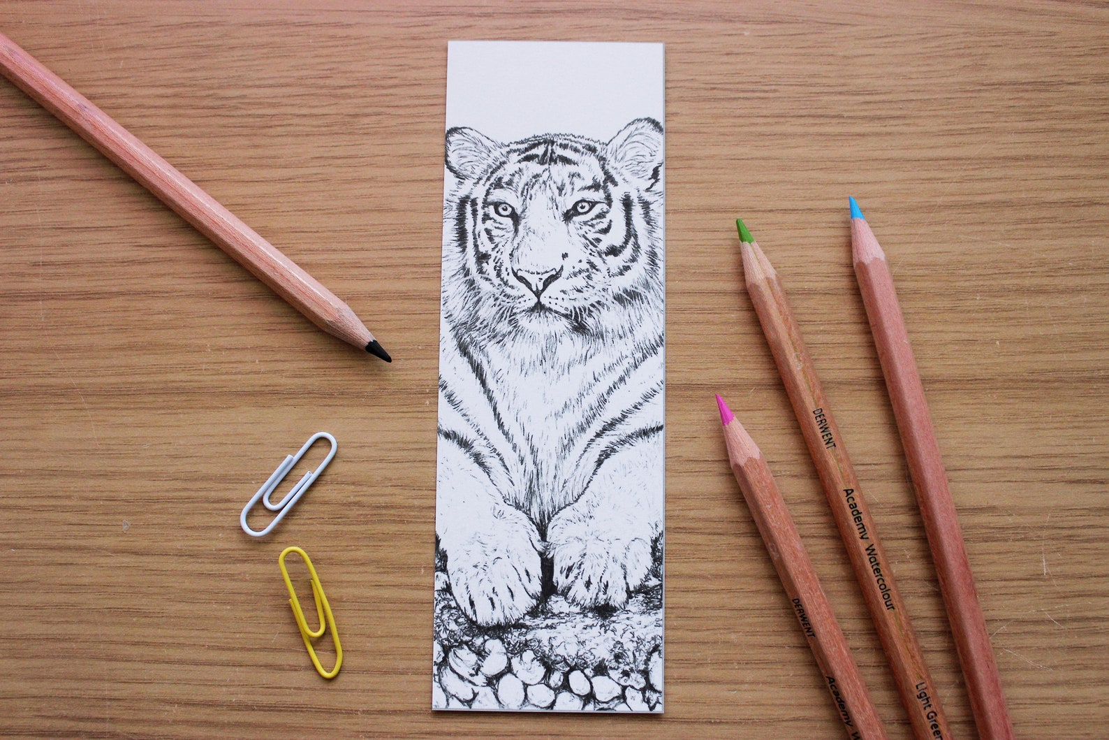Tiger Bookmark Print Colourin Bookmark Kids Colouring  Etsy