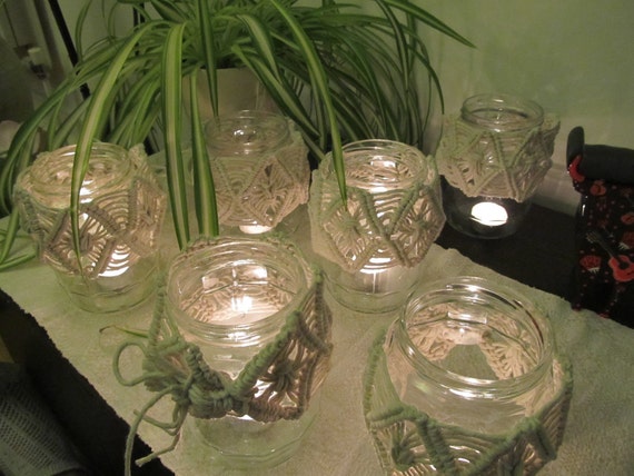 Macrame Jar Macrame Candle Holdermacrame Decor Boho Decor Etsy