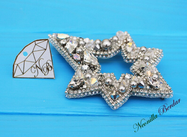 Stern Brosche mit Swarovski Perlen Handgemachter Schmuck Etsy.de