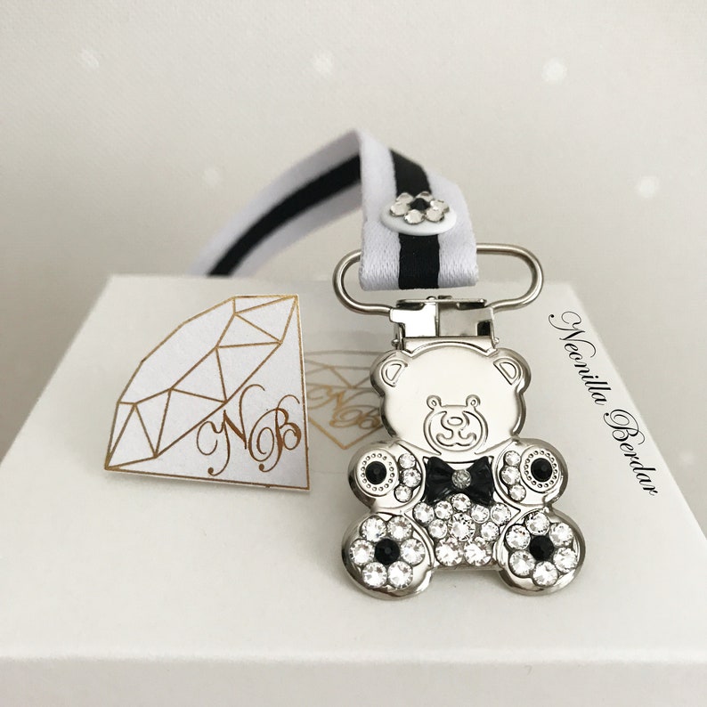 Black Pacifier Clip Made With Swarovski Crystals. Bling Dummy Etsy