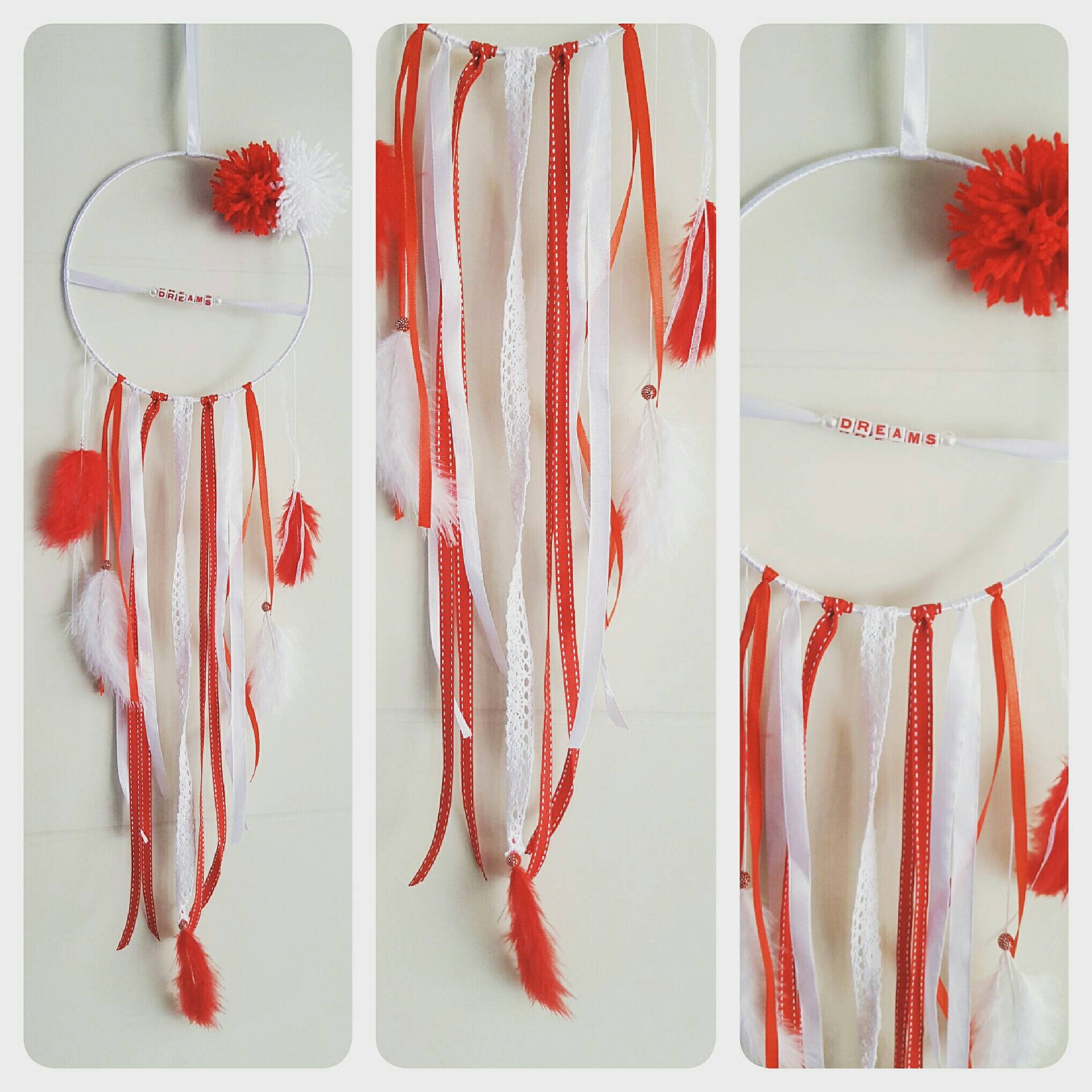 Attrape Rêve 20cm Rouge et Blanc