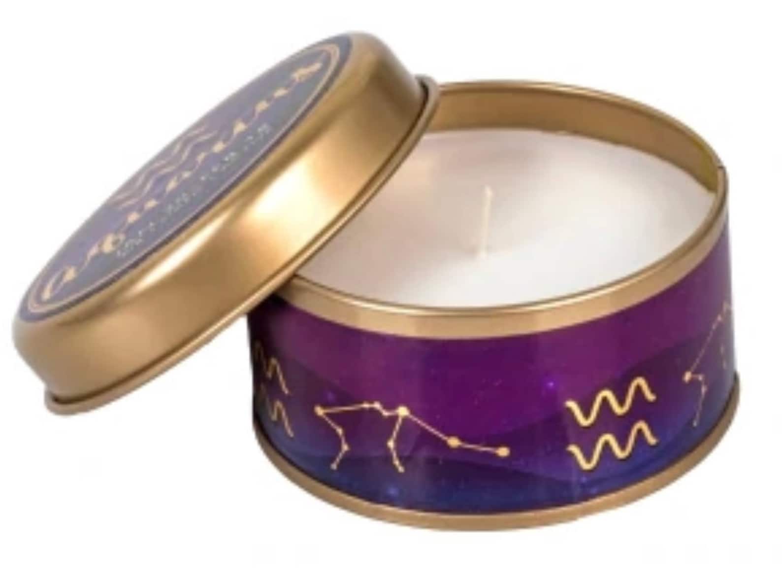 Zodiac candle tin candle white candle astrology Valentines Etsy
