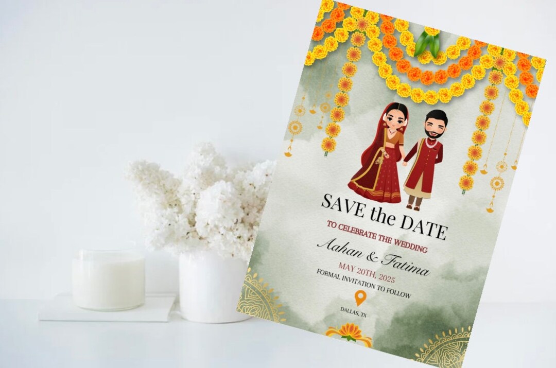 Save The Date Indian Wedding Templates Free Indian Save the Date Template, Digital Wedding Save the Date, Indian