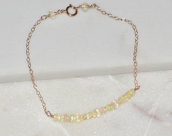 Pulsera de ópalo etíope, pulsera de piedra de nacimiento de octubre, plata de ley, joyería de ópalo, pulsera hecha a mano, regalo para mamá, pulsera de piedras preciosas