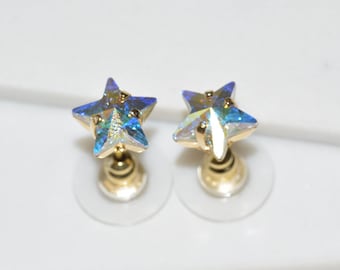Swarovski Star Stud Earrings, Star Stud Earrings, Gold Star Earrings, Dainty Stud Earrings, Star Jewellery, Swarovski Jewelry, Girls Stud