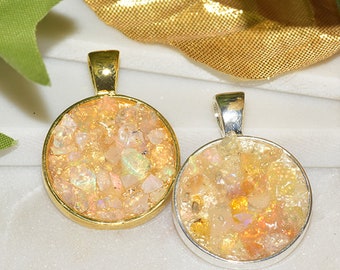 Genuine Fire Ethiopian Opal Necklace, Fire Opal Pendant,silver pendant, old Necklace,Gemstone Pendant,October birthstone, Handmade jewellery