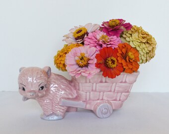 Thomas Ceramics Pink Bear and Wagon Ceramic Planter