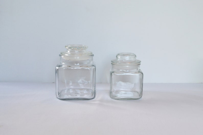 1960s American Pressed Glass Canister Storage Jar Set | Etsy