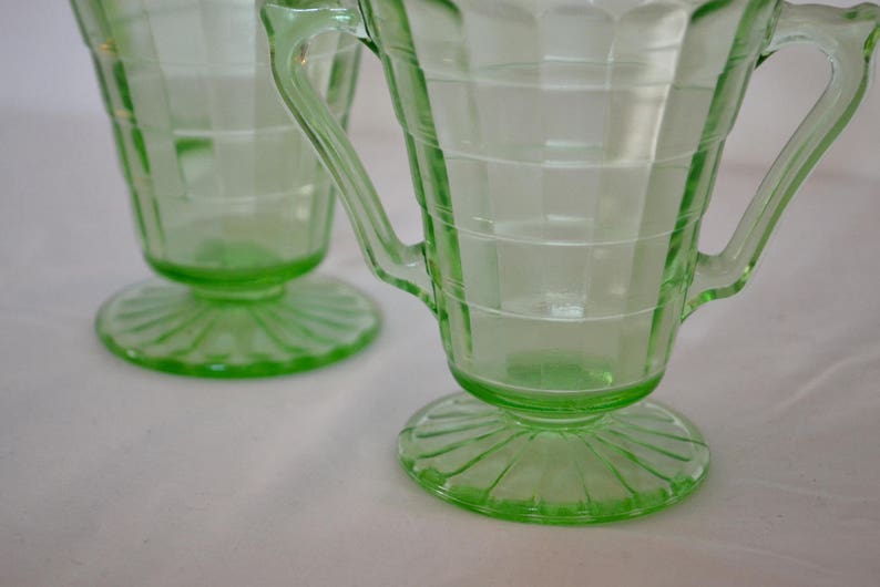 Depression Era Uranium Vaseline Glass Creamer and Sugar Bowl Etsy