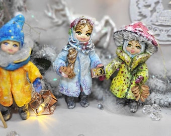 Kids, Christmas, Christmas carolers, Cotton ornament, Handmade jewelry, Cotton doll