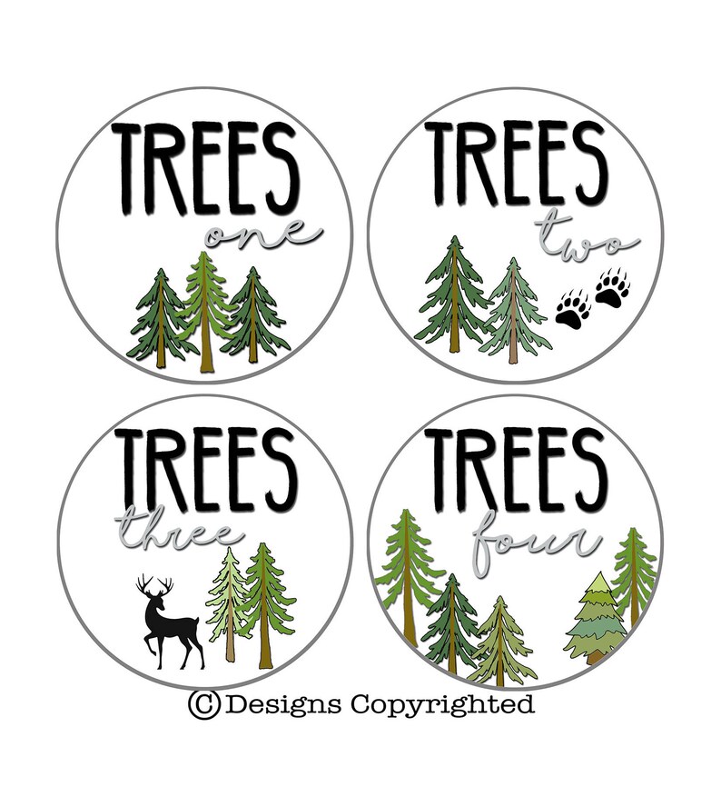 Woodland Trees Sign Trees 4 Name Sign Wood Cutout Etsy