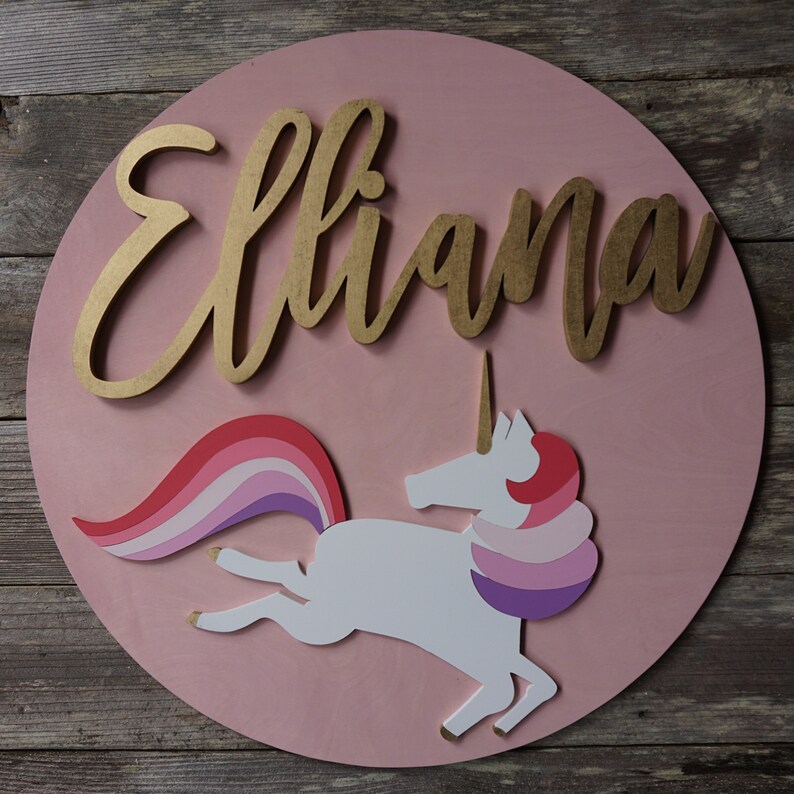 24 unicorn sign name sign wood cutout decor etsy