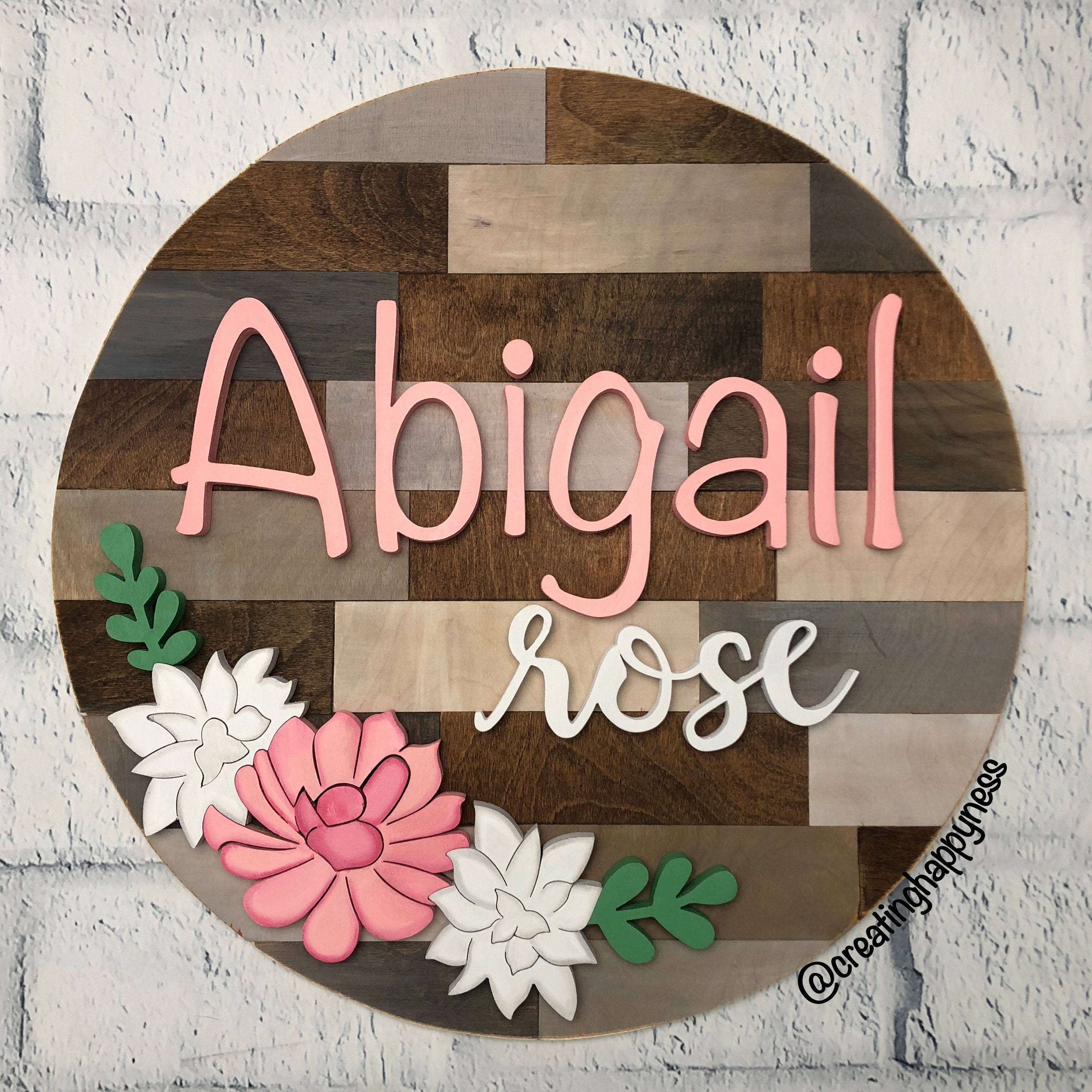 Floral Name Sign Floral Option 15 Custom Sign Wood Etsy