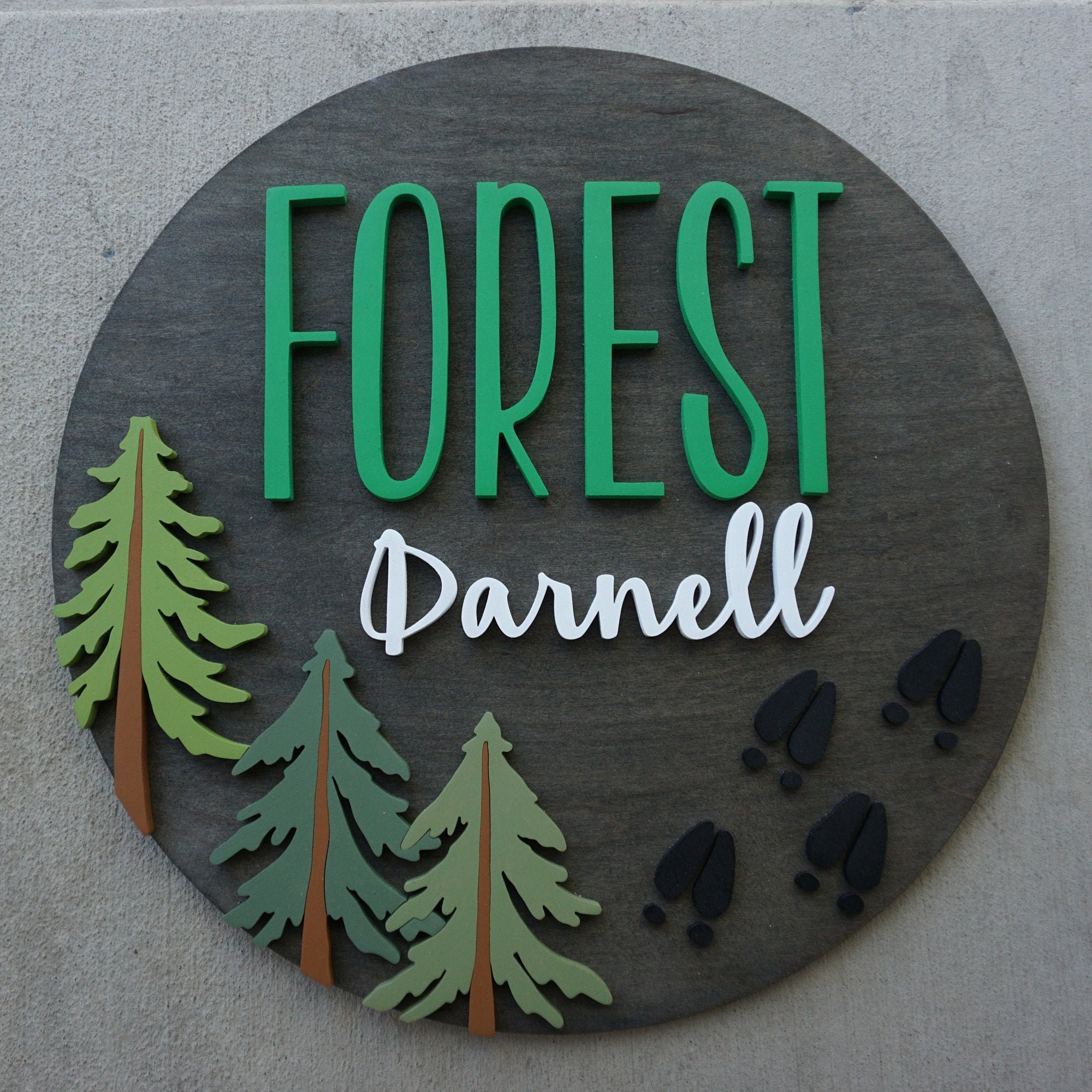 Woodland Trees Sign Trees Design 2 Name Sign Wood Etsy