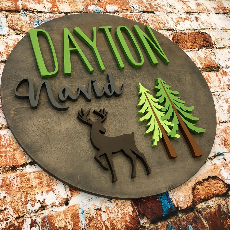 Woodland Trees Sign Trees Design 3 Name Sign Decor Etsy