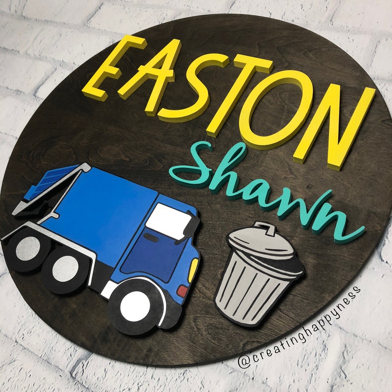 Garbage Truck Sign Name Sign Nursery Sign Adventure Etsy
