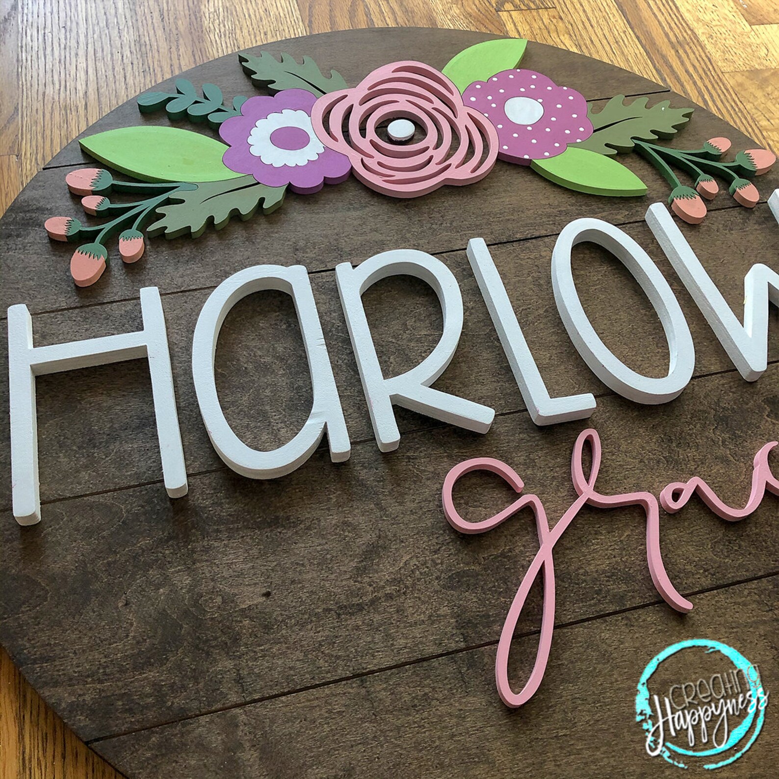Floral Name Sign Floral Option 11 Custom Sign Wood Etsy