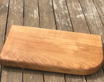 Tabla de cortar de madera maciza de roble con detalle curvo, tabla de cortar para preparación de alimentos, plato para servir barbacoa o tabla de quesos