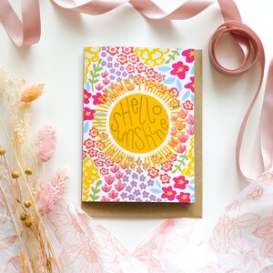Biglietto d'auguri con motivo in lamina d'oro Hello Sunshine / Biglietto con fiori di campo / Biglietto botanico / Biglietto di ringraziamento / Festa della mamma / HUTCH London