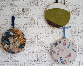 Round Memo Cork Board, Circular Pin Badge Display, Framed Fabric Wall Décor, Gift