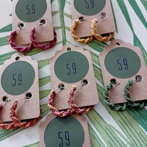 Macrame Hoop Earrings in a Choice of Colours, Festival Boho Jewellery, Gift for Mum, Daughter, Sister, Wife, Friend, Bridesmaid
