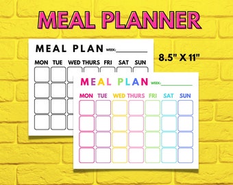 Colorful Weekly Meal Planner | Weekly Meal Planner | Weekly Meal Plan | Weekly Menu Planner | Weekly Meal Planning | Weekly Meal Schedule