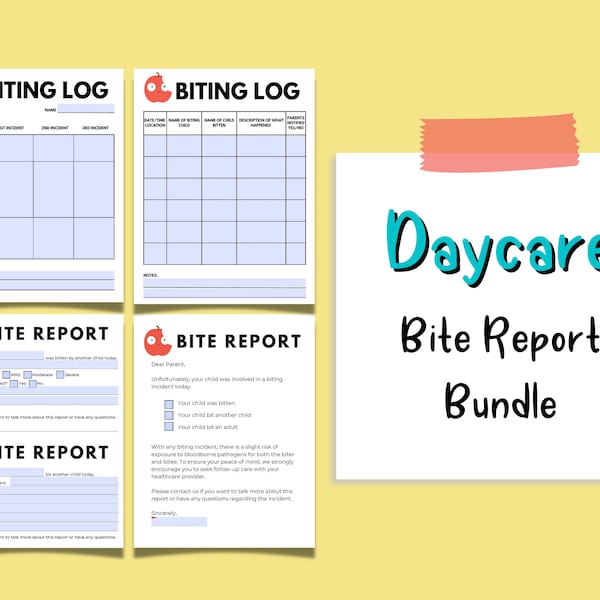 Bite Incident Report Daycare Etsy