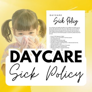 Daycare Sick Policy | Childcare Illness Policy | Sick Child Policy | Daycare Forms | Child Illness Policy For Home Daycare Providers