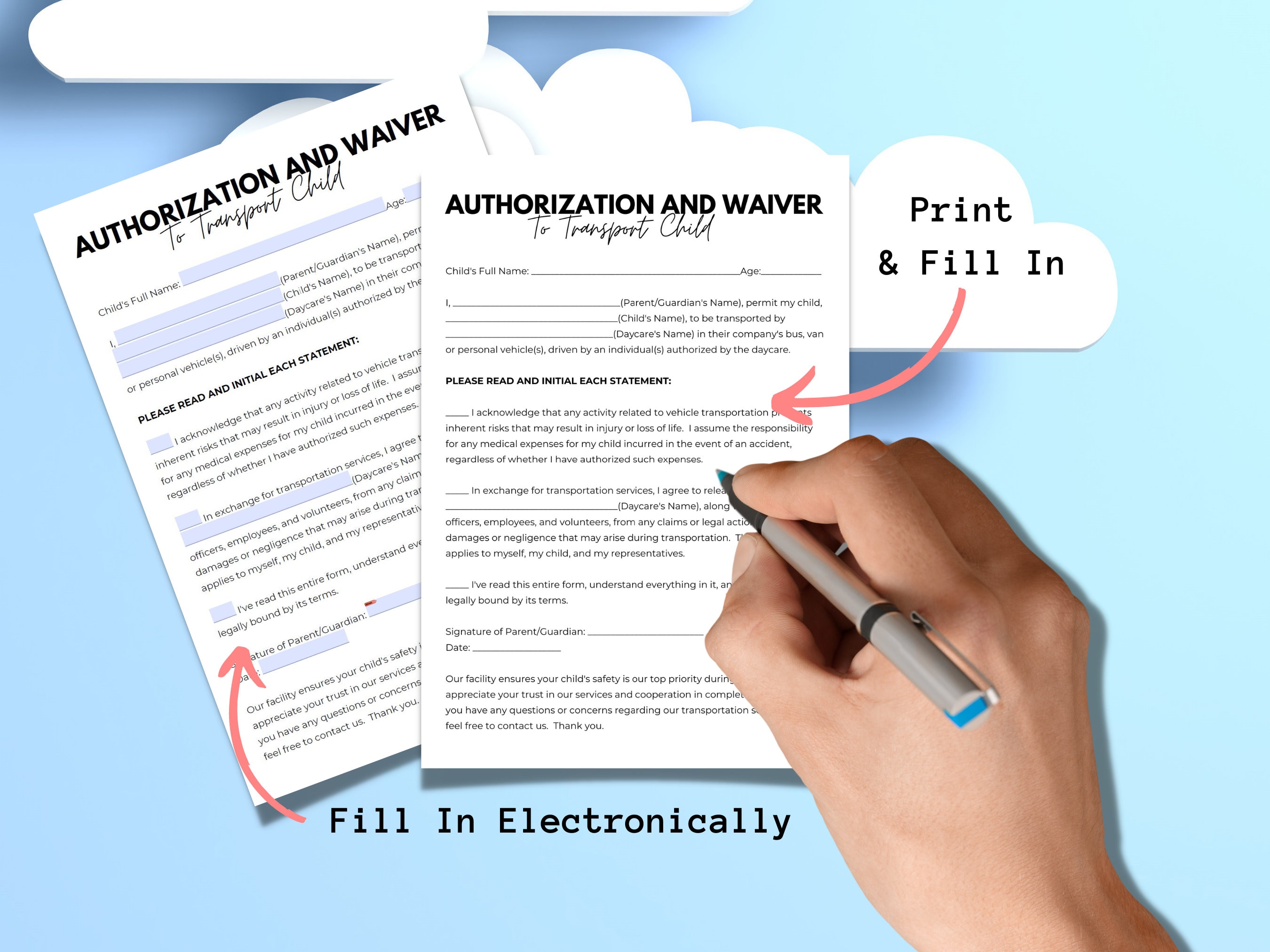 Authorization and Waiver to Transport Child Transportation Policy for