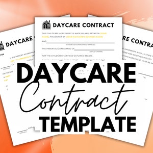 Daycare Contract Template | Childcare Agreement | Daycare Enrollment Forms | Daycare Forms | Edit In Canva