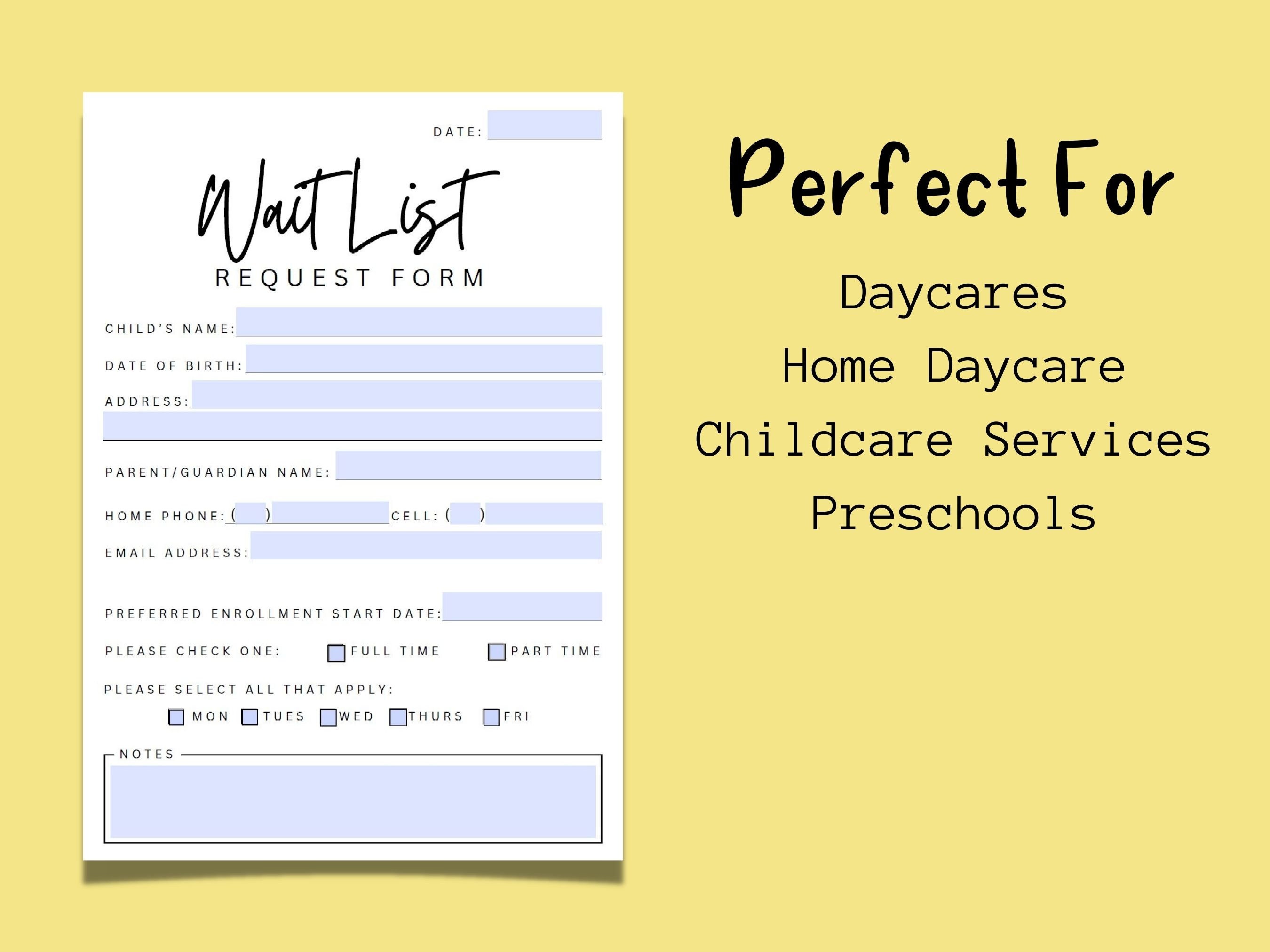 Daycare Wait List Daycare Waiting List Template Wait List Etsy Norway Daycare Wait List Daycare Waiting List Template Wait List Etsy Norway